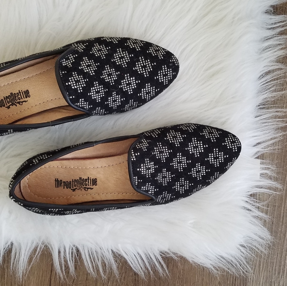 The Root Collective Flats 8 Black White Patterned